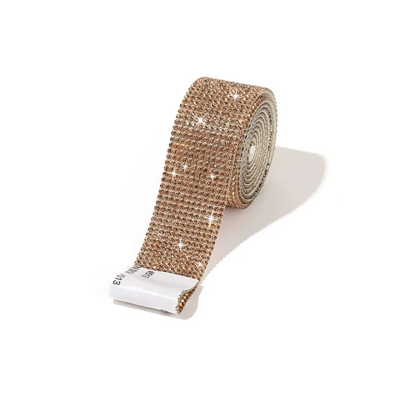 QIYI Wholesale Rhinestone Tape Self Adhesive Rhinestones Trimming Bling Crystal Glass Sheets Roll Wrap Sticker for Tumbler