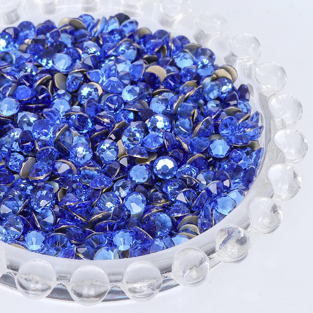 SS10-SS40 Colorful Non Hotfix Rhinestones Golden Base Flat Back Bling Glitter Glass Stones Crystal Strass Diamond for Nail