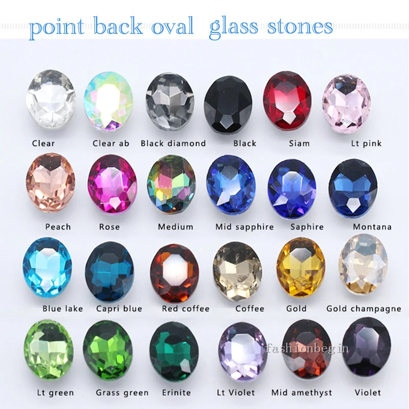 All-size Oval pointback crystal glass rhinestones diamantes fancy stones beads for shoes,bag,clothes, craft DIY jewelry material
