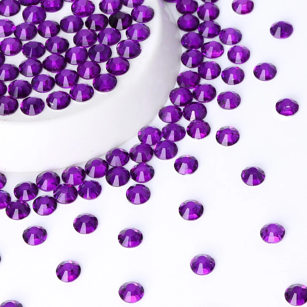 SS3-SS30 1440PCS Peach Dark Violet Glitter Diamond Non-Hotfix Flat Back Rhinestones Bulk Glass Crystal for Tumbler Rhinestones