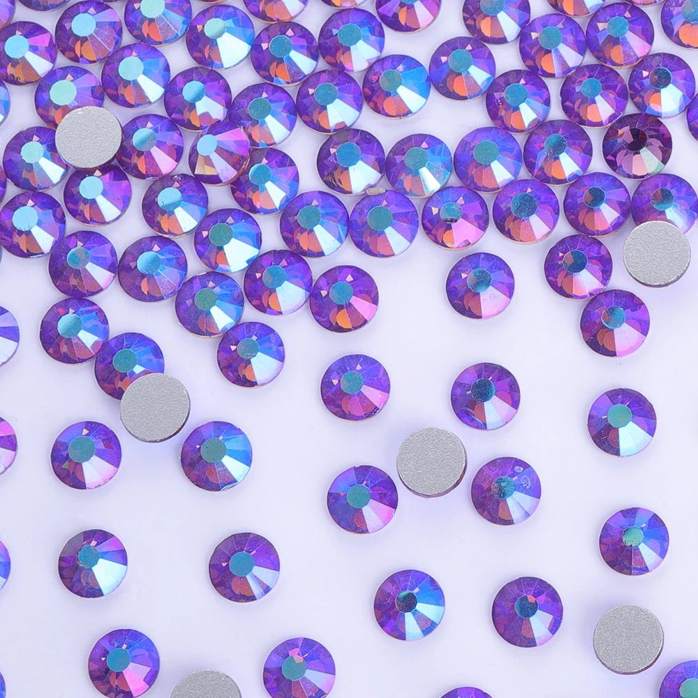 Purple 30Kinds Colors 2024 Ready Stock New Colors Wholesale Rhinestone Non Hotfix Flat Back Crystal Glass  for DIY Nail Clothing