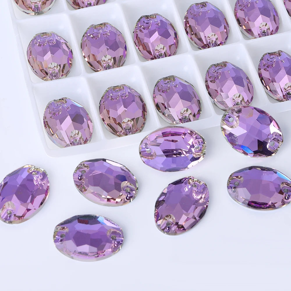 Wholesale Oval Crystal Sew-on Rhinestones K9 Glass Sew on Stones Garment Beads Clothing Sewing Accessories
