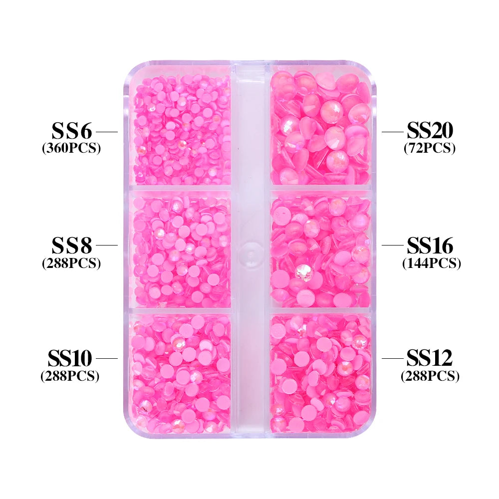 QIYI Wholesale Rhinestones Bulk 6 Grid Box Mocha SS6-SS20 Nail Charms Glass Crystal Manicure Accessories Nail Art