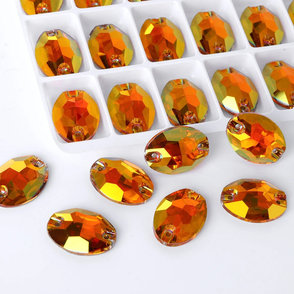 Wholesale Oval Crystal Sew-on Rhinestones K9 Glass Sew on Stones Garment Beads Clothing Sewing Accessories