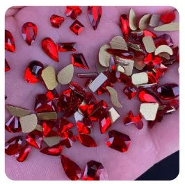 Top Quality flat back shaped rhinestones! 100pcs mix shapes nail art crystal without glue Non hotfix strass