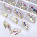 QIYI Innovative Design Diamond Leaf Shape High Quality Grade AAAAAA Clear Hard Pure Glass Loose Flat Back Sew-on Rhinestones 9