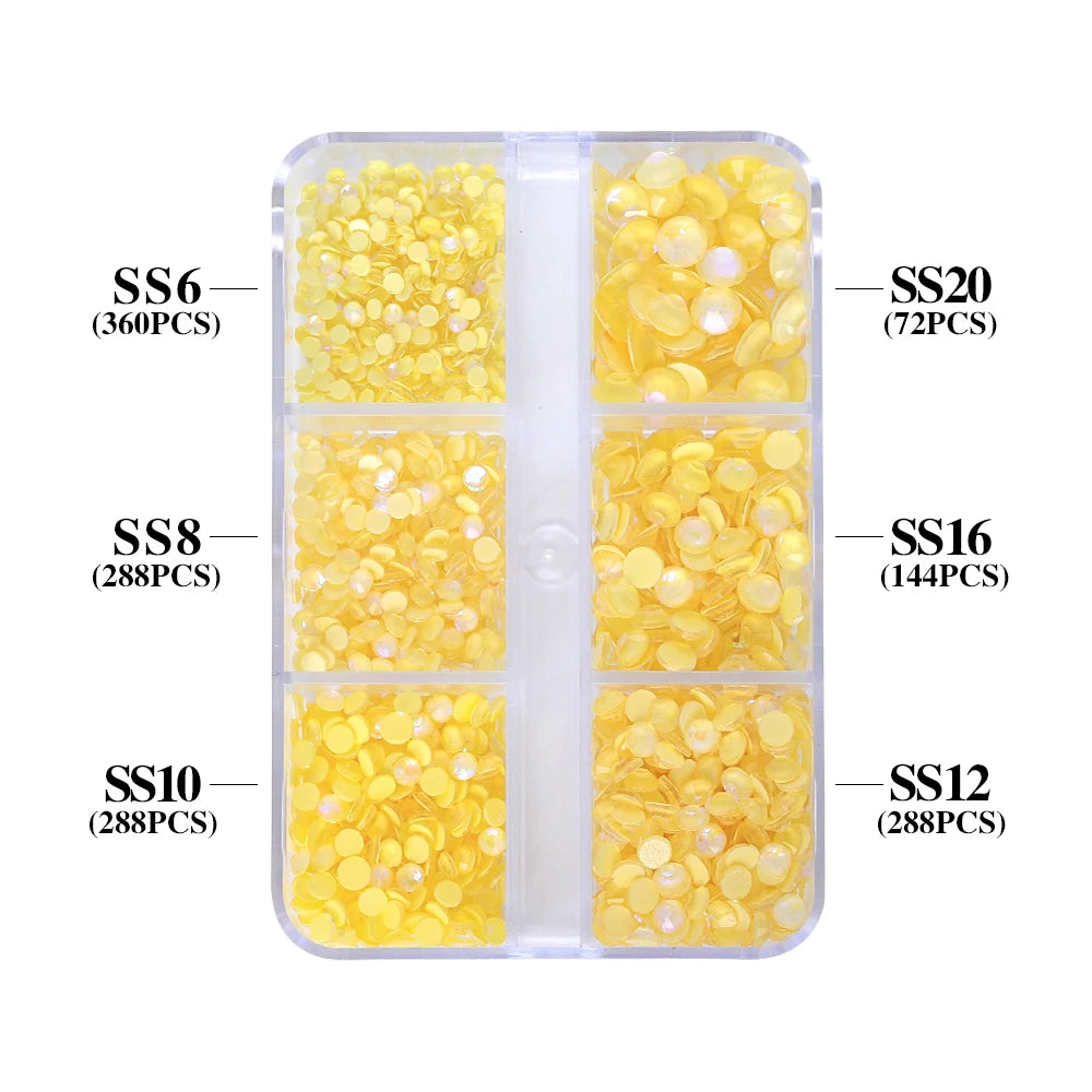 QIYI Wholesale Rhinestones Bulk 6 Grid Box Mocha SS6-SS20 Nail Charms Glass Crystal Manicure Accessories Nail Art