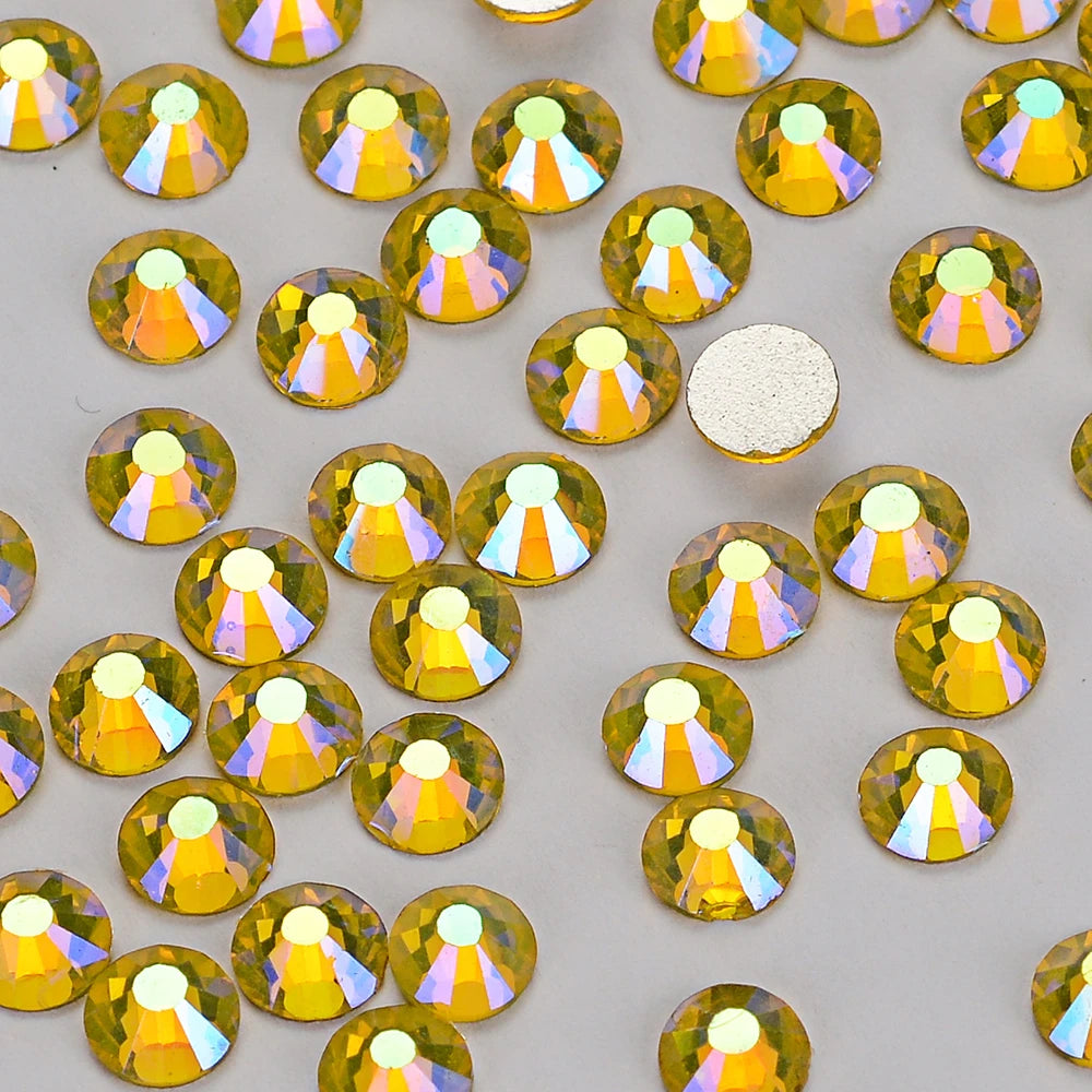 Crystal Sticker Blue AB Flatback Rhinestones Wholesale Bulk Peacock Glass Garment Shoes Bags Nail Art Hot Fix Rhinestones