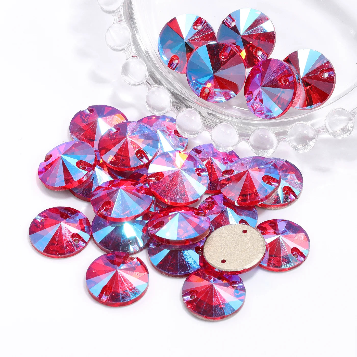 Top Quality Rivoli  80+ Colors Rhinestones Crystal AB Sew-on Rhinestones Glass Gems Clothing Flatback Sewing Stones for Women