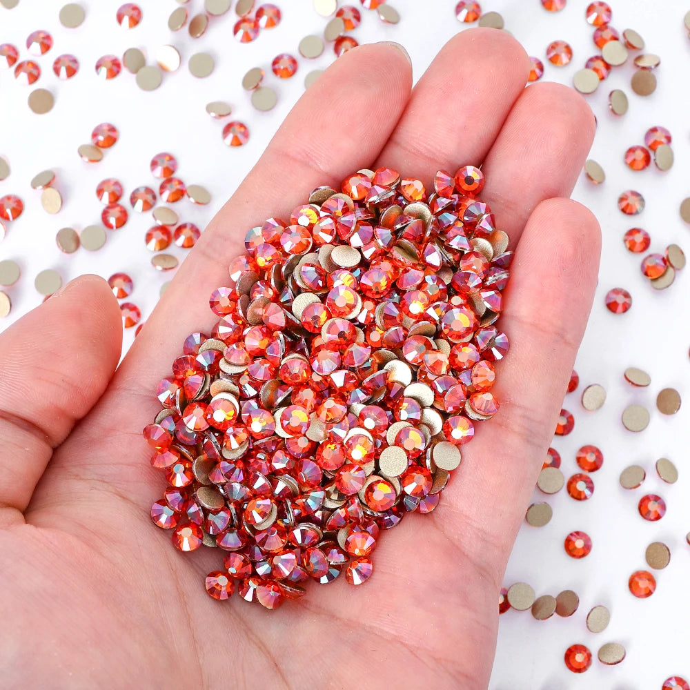 QIYI Wholesale Top Quality Non Hot Fix Strass Nail Stones Flatback Glass Crystal AB Rhinestone