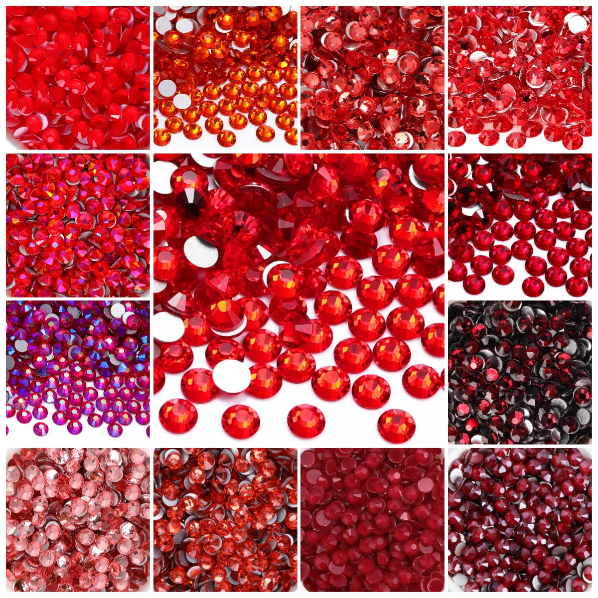 2024 New Design 10 Kinds Red Colors S6-SS30 Bulk Rhinestones Crystal Angola Red Rhinestones Glass Rhinestone for Clothing