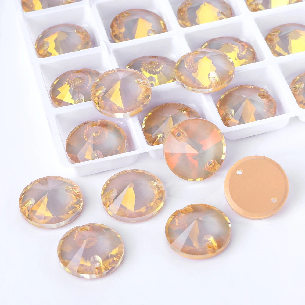 Top Quality Rivoli  80+ Colors Rhinestones Crystal AB Sew-on Rhinestones Glass Gems Clothing Flatback Sewing Stones for Women