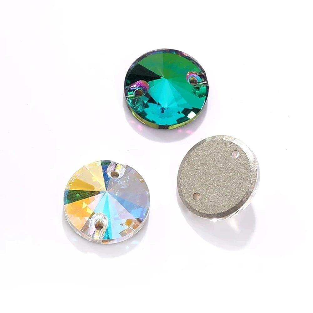 High Quality Sewing on Glitter Rivoli Rhinestones Pointback  Crystal Glass Fancy Stone for Garment Decoration