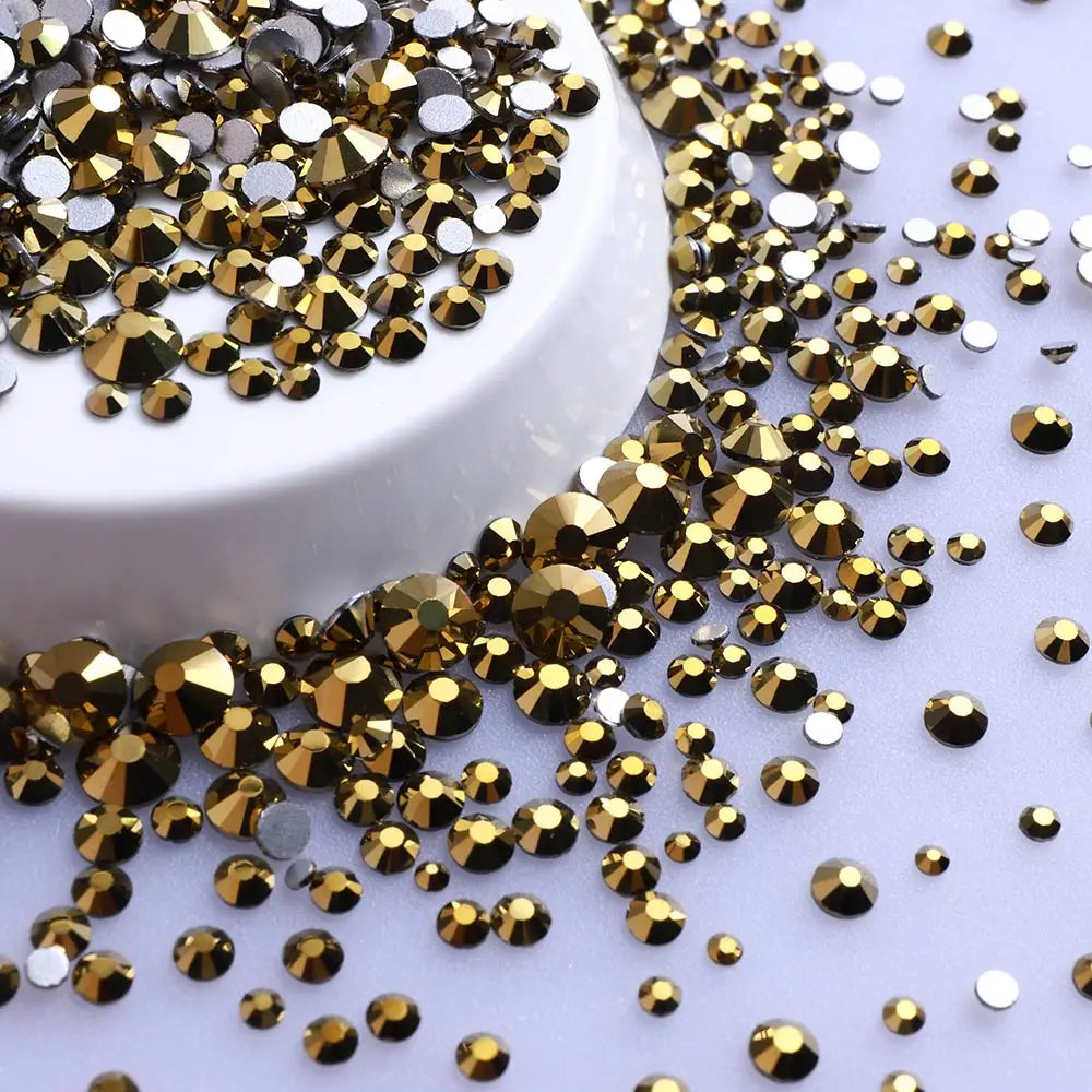 Wholesale Rhinestones 200 Colors 1440pcs  Mix Size Glue on Glass Flat Back Rhinestone Bulk Glass Rhinestone Crystal for Garment