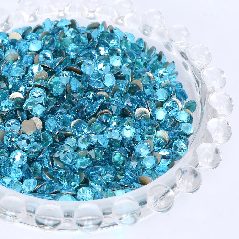 SS10-SS40 Colorful Non Hotfix Rhinestones Golden Base Flat Back Bling Glitter Glass Stones Crystal Strass Diamond for Nail