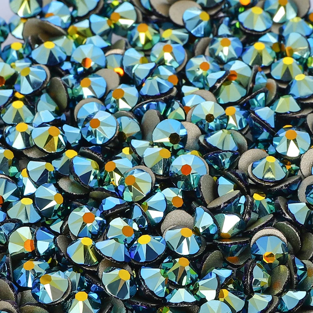 Factory Wholesale Crystal AB Colors 2088 16 Cut Facets Multi and Size Flat Back Golden Bottom High Quality Glass Rhinestones