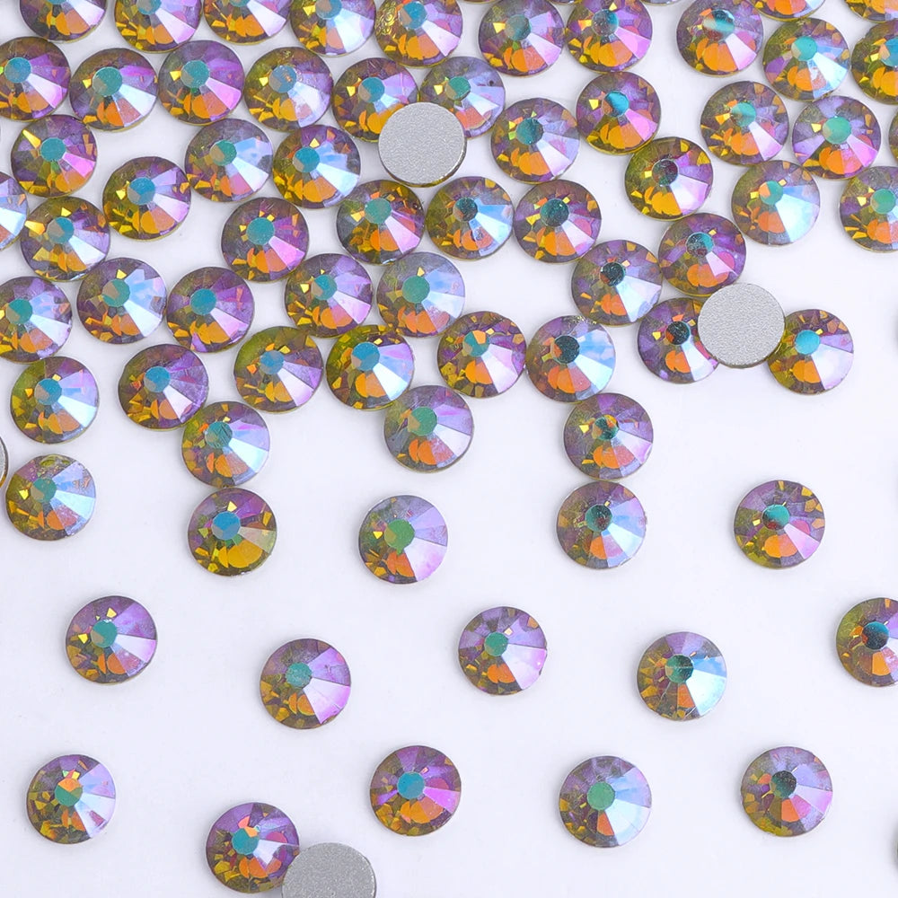 30 Kinds Green Rhinestone New Colors Wholesale Rhinestone Non Hotfix Flat Back Crystal Glass  for GYM Clothing