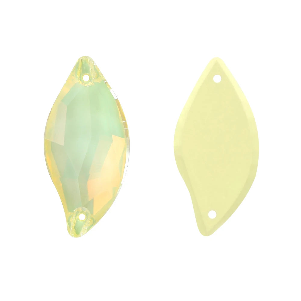 QIYI Innovative Design Diamond Leaf Shape High Quality Grade AAAAAA Clear Hard Pure Glass Loose Flat Back Sew-on Rhinestones 9