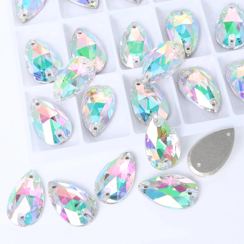 Wholesales Customize New Trend Drop  Shapes Colors Crystal Beads Sewing-On Rhinestones for Jewelry Clothes