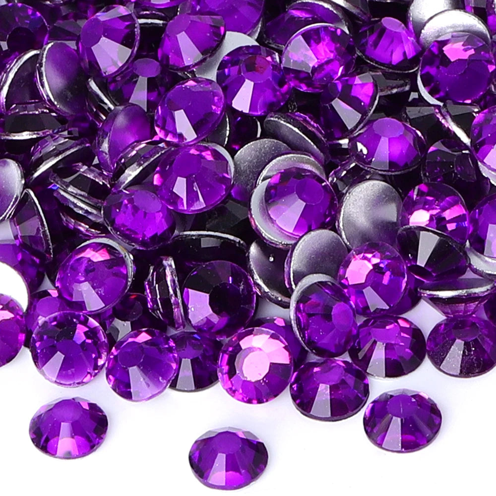 Purple 30Kinds Colors 2024 New Design New Colors Wholesale Rhinestone Non Hotfix Flat Back Crystal Glass  for DIY Nail Clothing