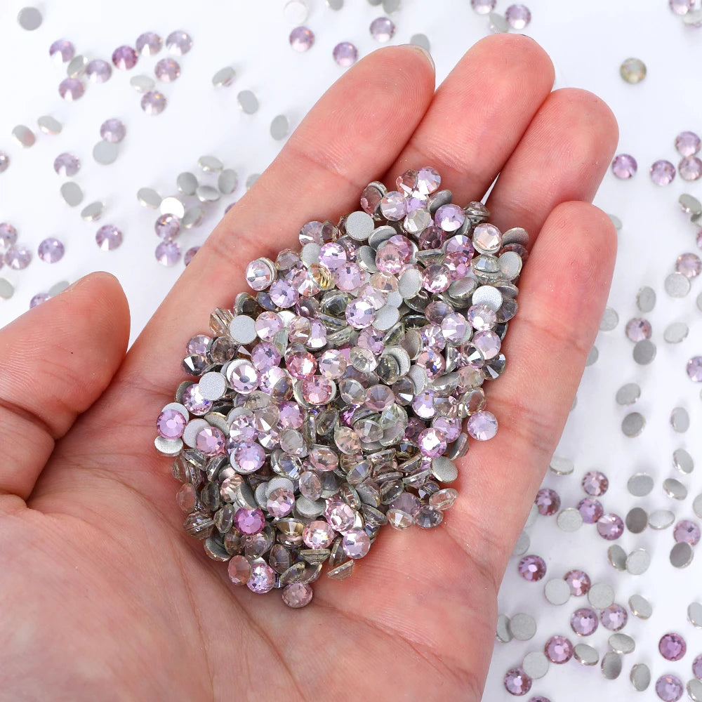 QIYI Wholesale Purple Pink  Brown Over 200 Colors Non Hotfix FlatBack Stone Glass Crystal AB Rhinestones for Tumbler