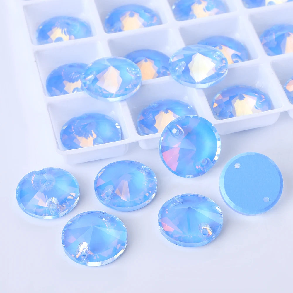 Ready to Ship Neon Rivoli Rhinestones 55 Colors Crystal  Sew-on Rhinestones Glass Clothing Flatback Sewing Stones for Women