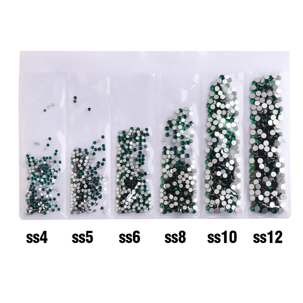 Wholesale 6 Grid Mix Size SS4 SS5 SS6 SS8 SS10 SS12 Crystal AB Rhinestone Flat Back Nail Glass Rhinestones for Fashion Jewelry