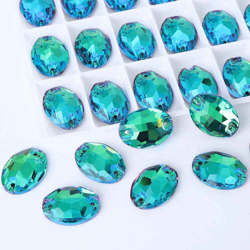 Wholesale Oval Crystal Sew-on Rhinestones K9 Glass Sew on Stones Garment Beads Clothing Sewing Accessories