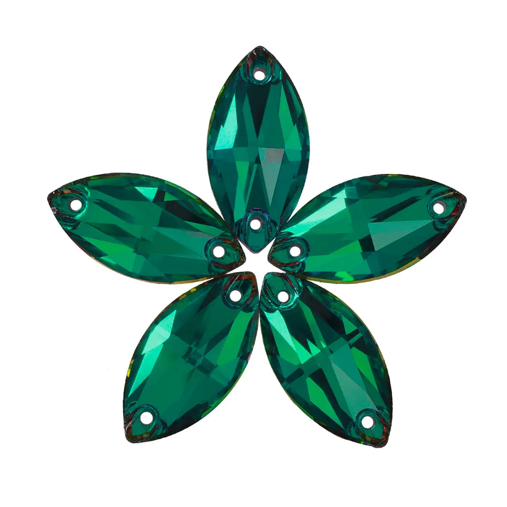 Wholesale Navette 55 Colors Shimmer Sew-on Rhinestones Horse Eye Glass Gems Clothing Flatback Sewing Stones for Jewelry Cloth