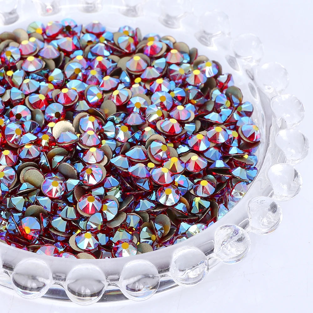 SS10-SS40 Colorful Non Hotfix Rhinestones Golden Base Flat Back Bling Glitter Glass Stones Crystal Strass Diamond for Nail