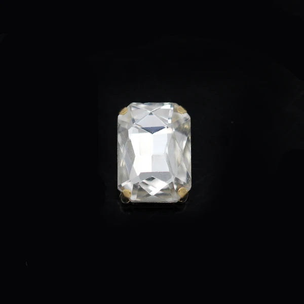 All-size 24-colors Flatback rectangle sew on glass stone Gems sewing crystal rhinestone gold plated button clothes Decorations