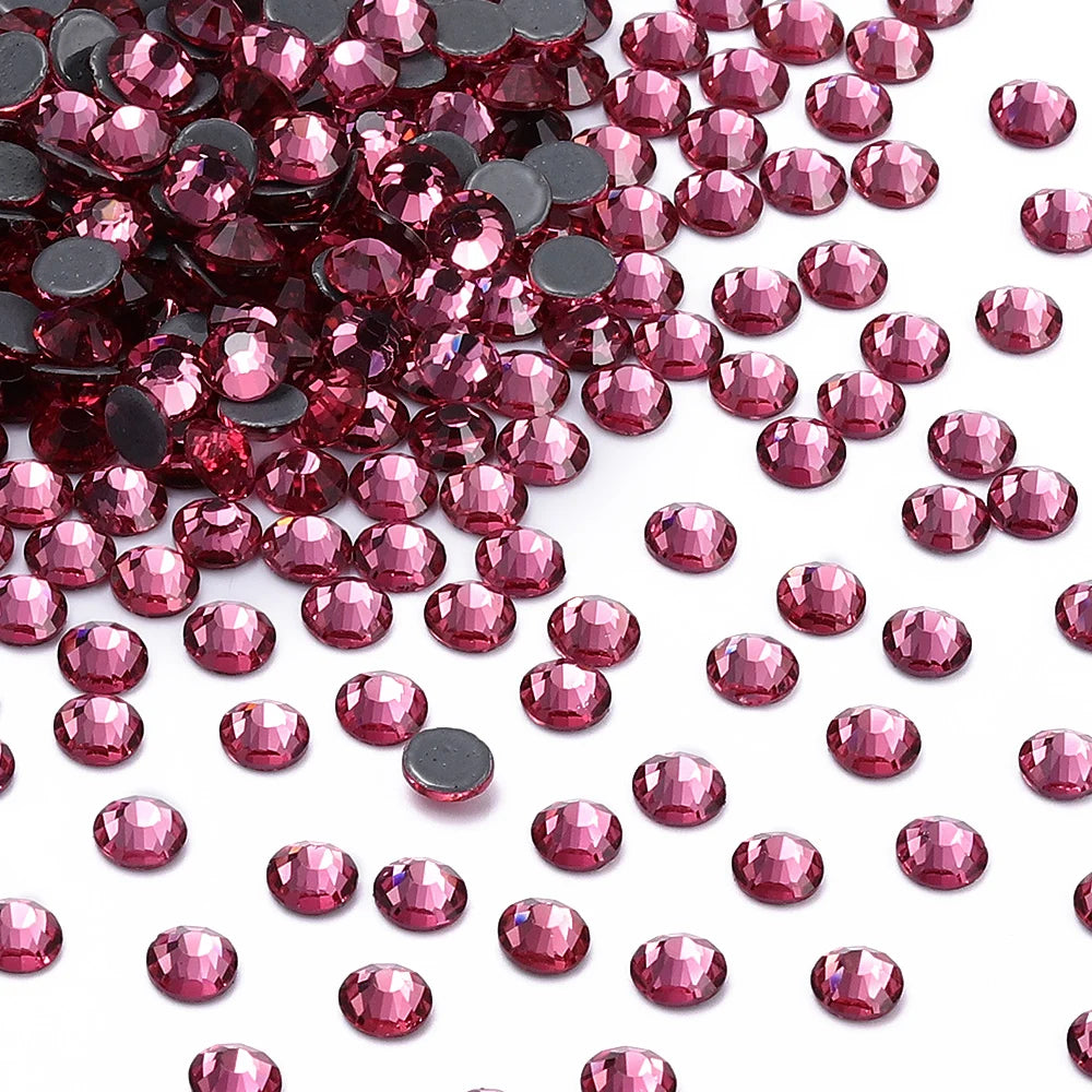 Factory Price Hotfix Glass Crystal Flat Back Rhinestone Round Hotfix Crystal Stone Shine Blilng  for Clothing Accessories