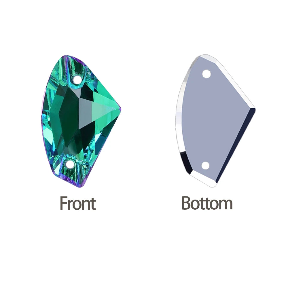 Factory Direct Wholesale Low MOQ Glass Crystal Galactic Sew-On Rhinestones With Two Holes for Garment Decoration 3256