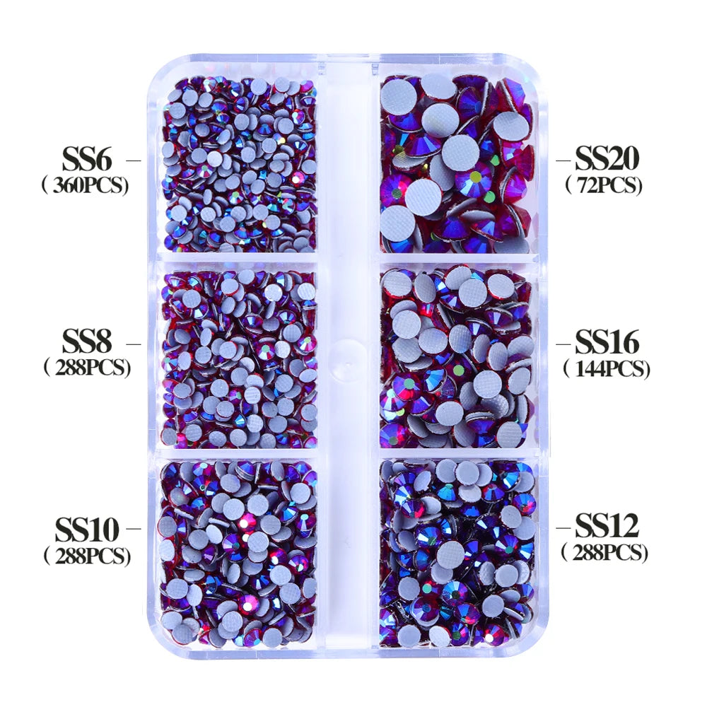 Wholesale SS6 SS10 SS16 SS20 SS30 6 Grid Mix Size Clear AB Rhinestone Hotfix Rhinestones for Costumes