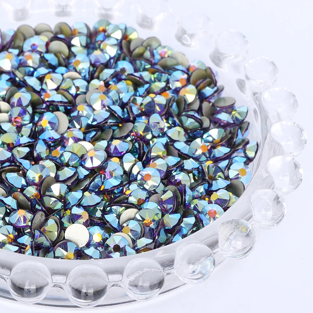 SS10-SS40 Colorful Non Hotfix Rhinestones Golden Base Flat Back Bling Glitter Glass Stones Crystal Strass Diamond for Nail
