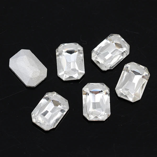 24-colors Rectangle fancy Glass stone pointed back foiled crystal rhinestone Jewels Counter decorations clothes shoes bags Gems