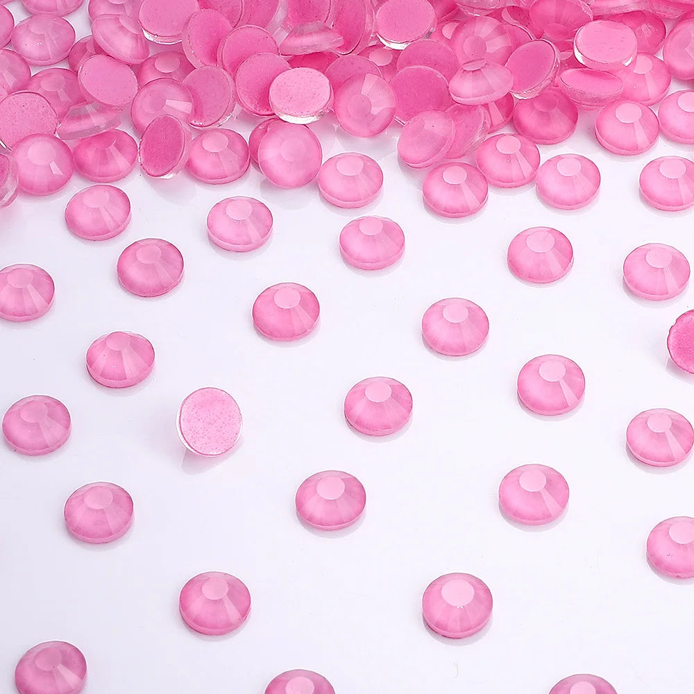 34Kinds Pink Color SS6-SS30 Crystal Rhinestones Ready Stock Non Hotfix Glue on Rhinestones for Gymnastics Performance Clothing