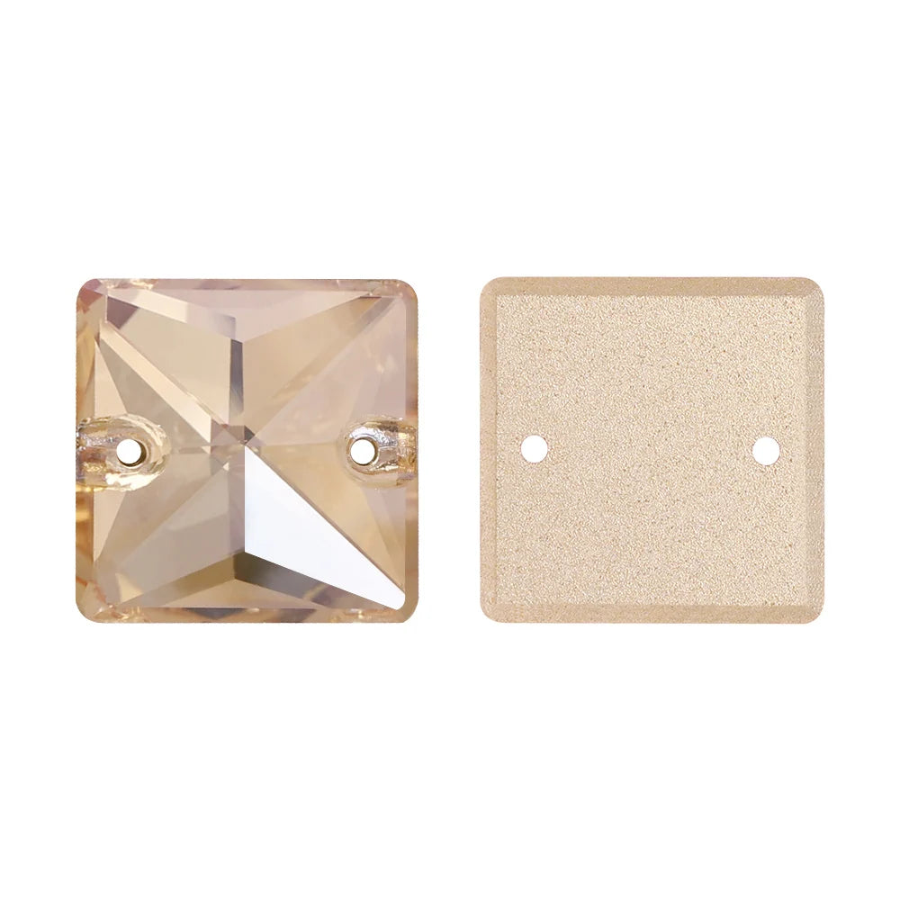Wholesale Custom Square Sew-on Loose Rhinestones 5A Quality Crystal FlatBack 2 Holes 12 Facets Sewing Bling Decoration