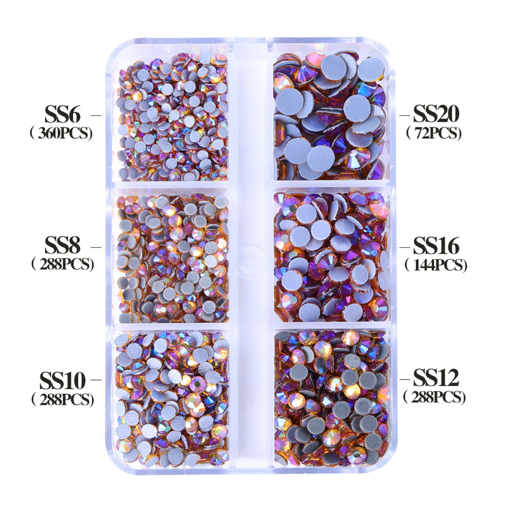 Wholesale SS6 SS10 SS16 SS20 SS30 6 Grid Mix Size Clear AB Rhinestone Hotfix Rhinestones for Costumes