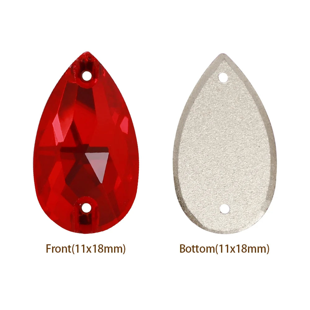 Hot Selling QIYI Brand 55 Colors Multi Size Multi Shape High Quality Flat Back Drop Sew-on Glass Crystal Rhinestones 16 Facets