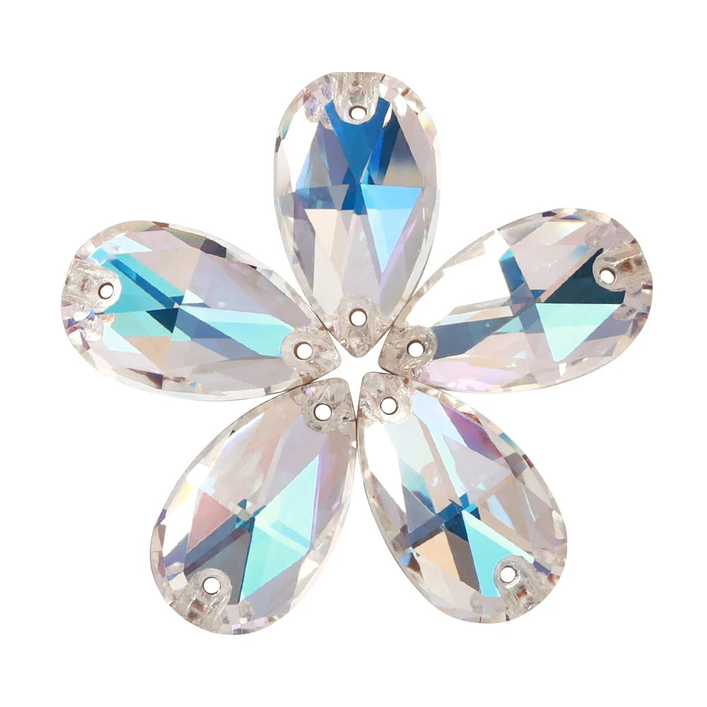 Wholesale  Drop Sew-on Stone K9 Crystal Flat Back  Rhinestones  Crystal for Sewing Glass Fancy Sew on Drop 3230