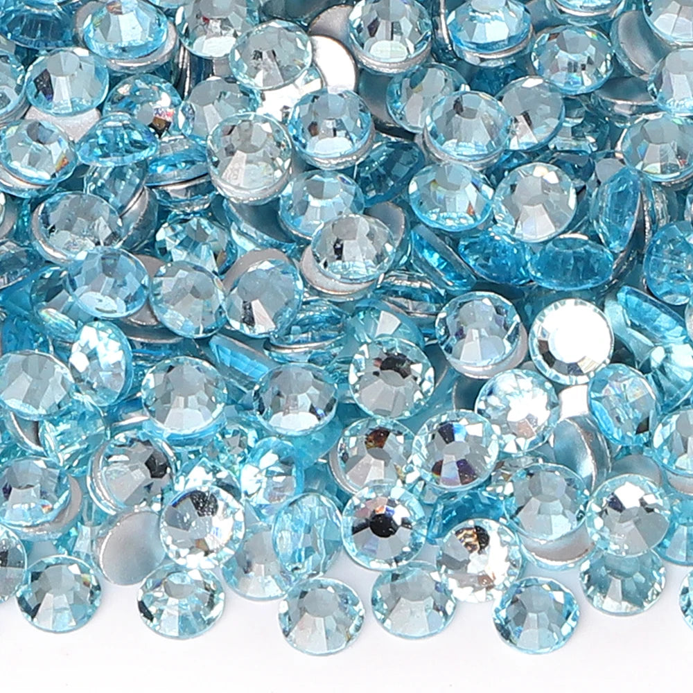 Blue Colors Glass Bling Crystal Wholesale Rhinestone Non Hotfix Flat Back Crystal Glass  for Clothing Accessories