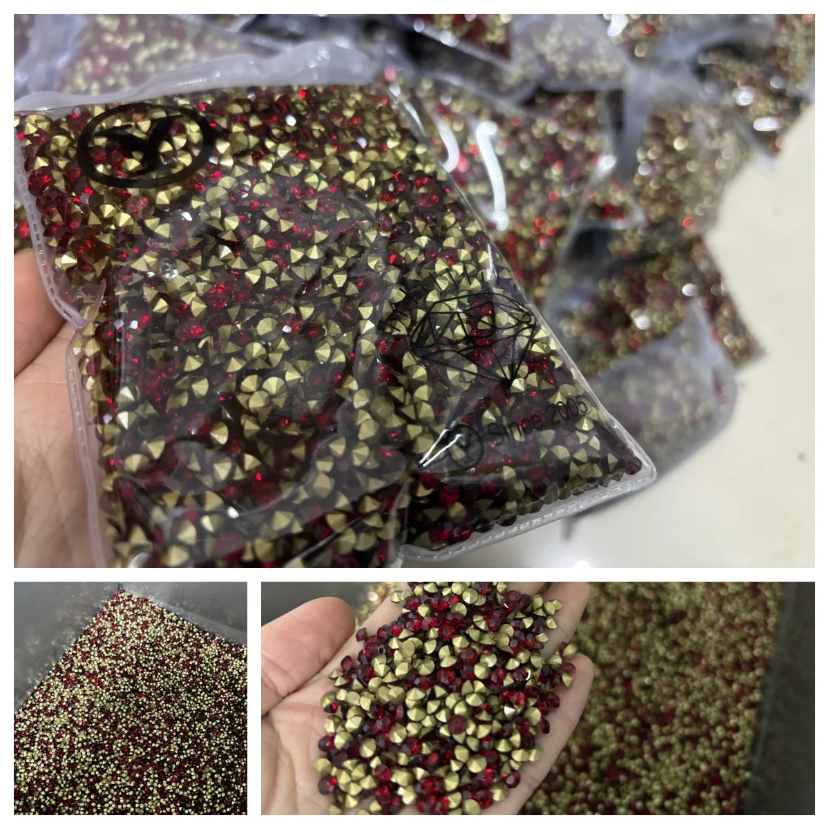 Customized SS6 Pointed Back Crystal Rhinestones Non-Hotfix Chaton Strass for DIY Nail Art Decoration & Wedding Garment Materials