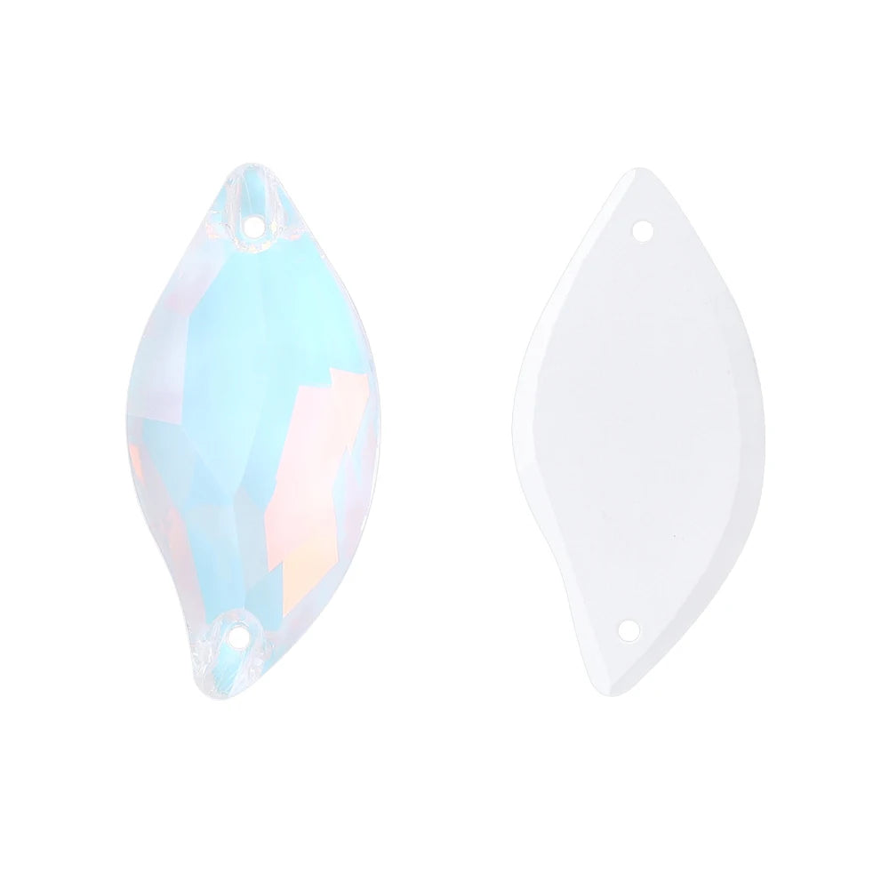 QIYI Innovative Design Diamond Leaf Shape High Quality Grade AAAAAA Clear Hard Pure Glass Loose Flat Back Sew-on Rhinestones 9