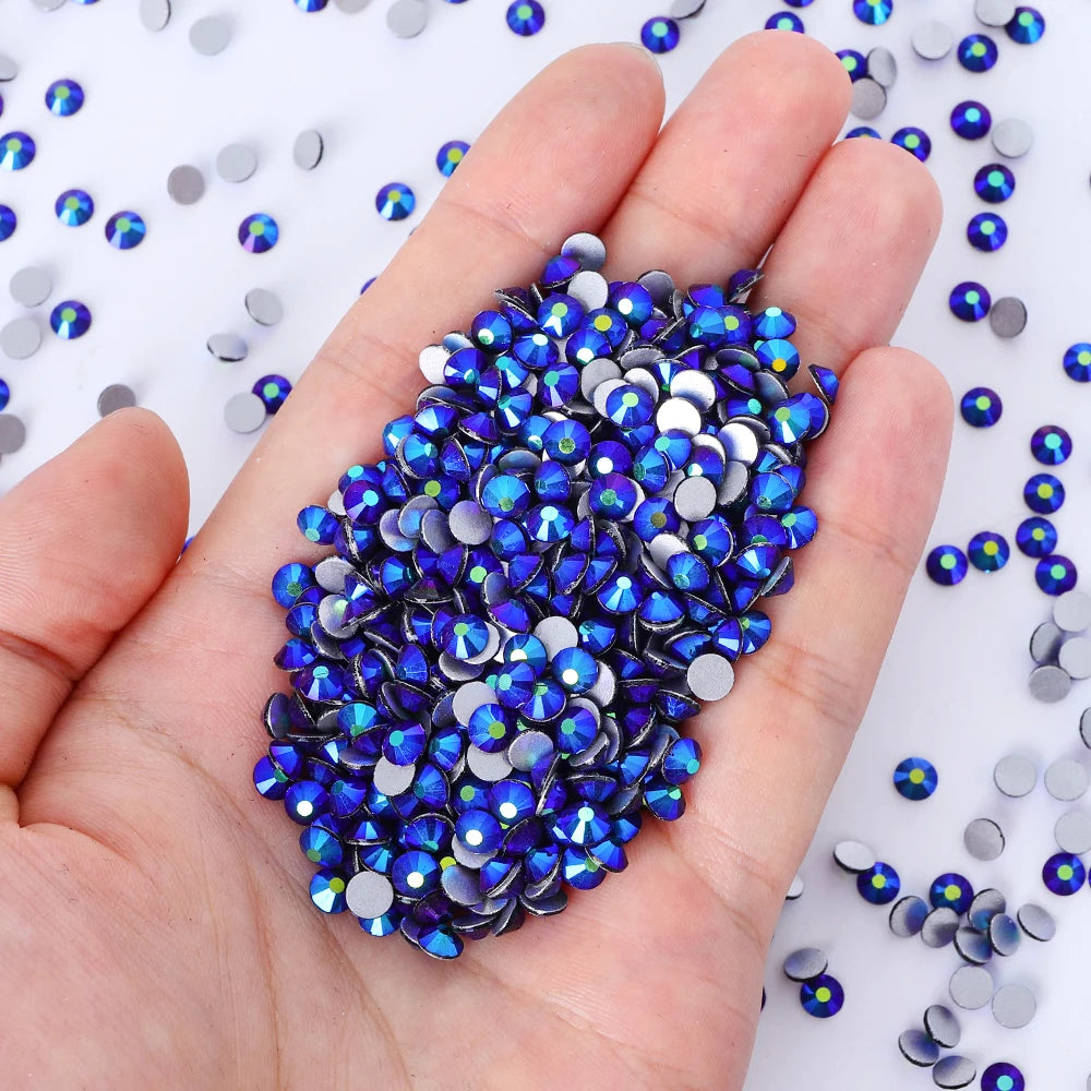 QIYI Wholesale Top Quality Non Hot Fix Strass Nail Stones Flatback Glass Crystal AB Rhinestone