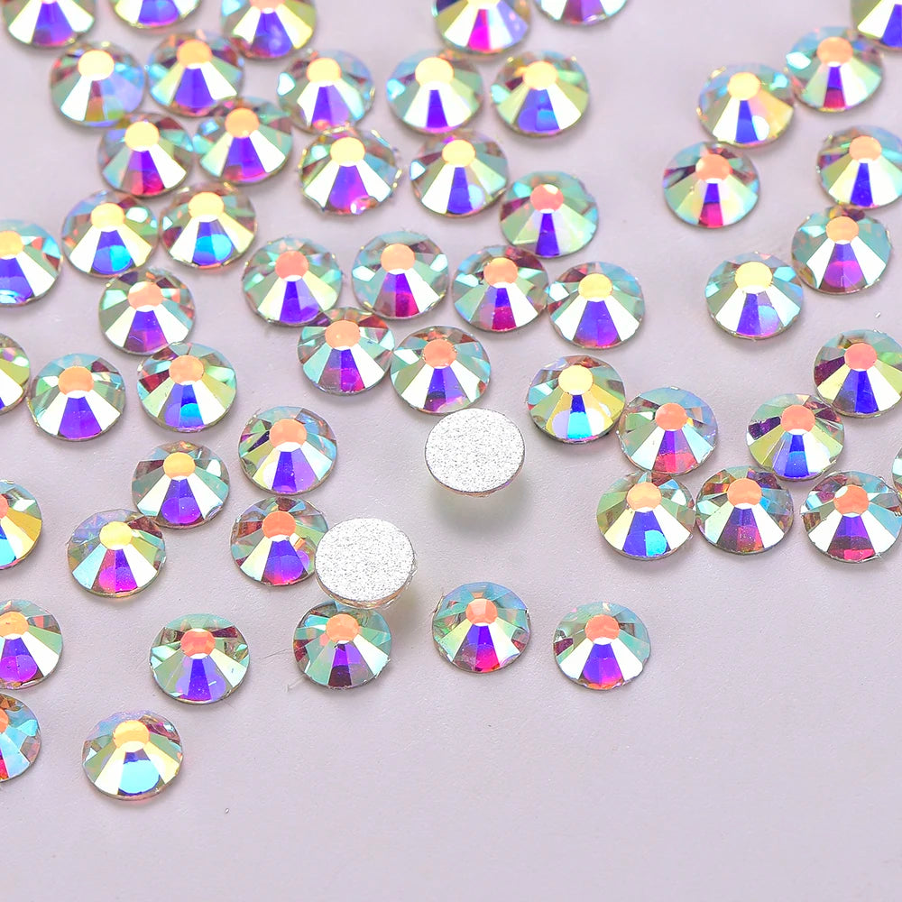 Popular Wholesale Flat Back Non Hot Fix Rhinestone Bling Nail Glitter Crystal AB Jelly Rhinestones Bulk for Nail Art Decoration