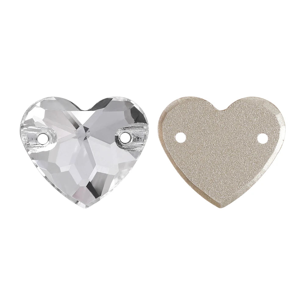 QIYI Factory Direct Wholesale Popular Fashion Design Bright Pure Versatile Minimalist Heart Shape Sew-on Rhinestones  3259