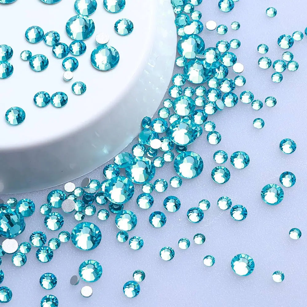 Wholesale Custom Ss4-ss20 Mix Size Rhinestone Non Hotfix Flat Back Rhinestones Bulk Crystal for Nair Art Decoration