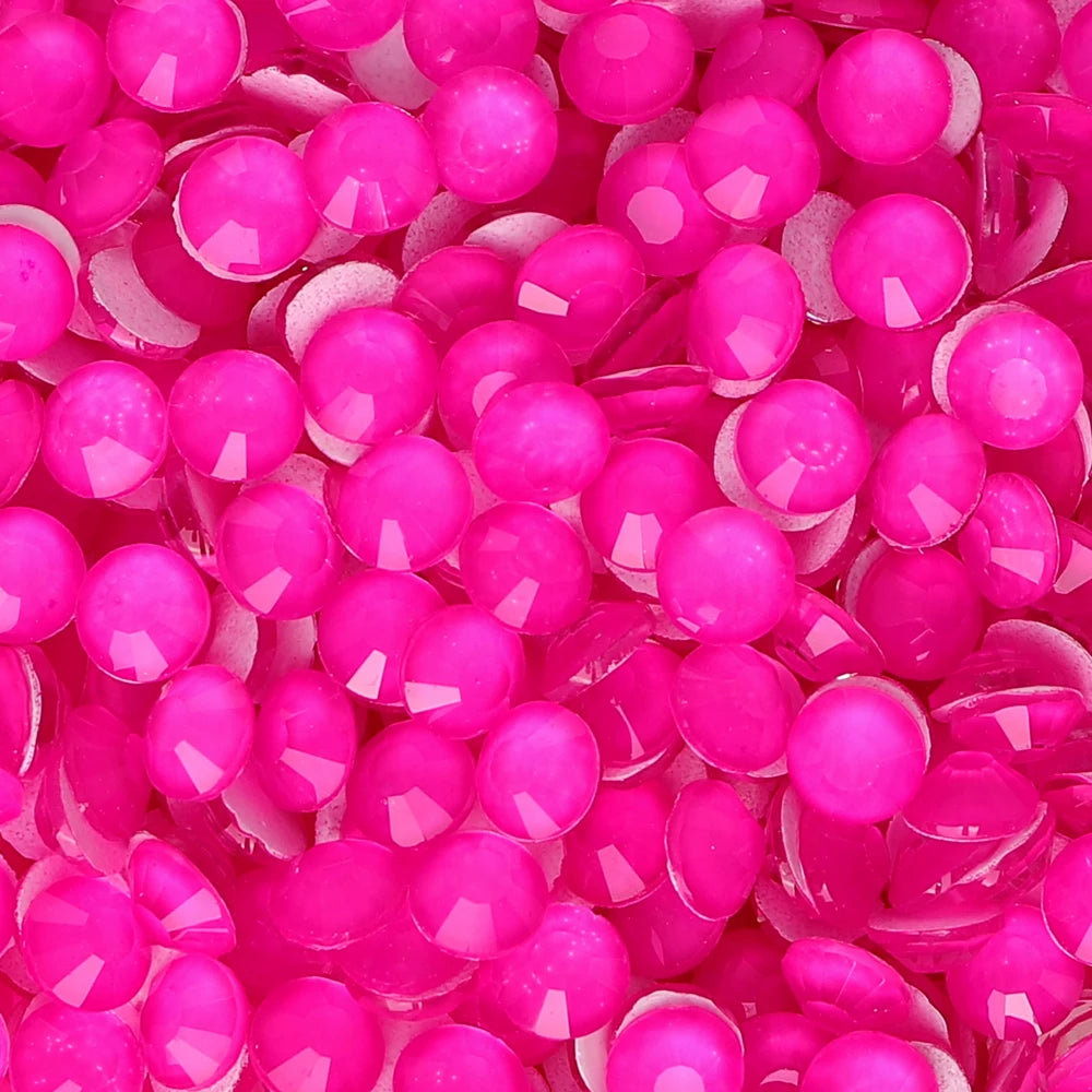 34Kinds Pink Color SS6-SS30 Crystal Rhinestones Ready Stock Non Hotfix Glue on Rhinestones for Gymnastics Performance Clothing