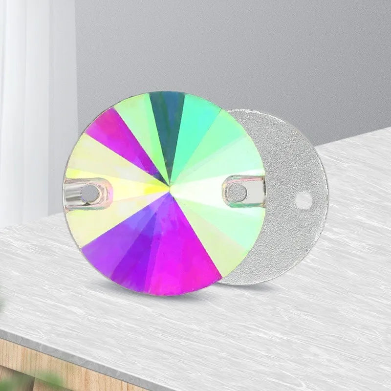 3200 QIYI Innovative Design Top Quality Rivoli Shape Flat Back Glass Crystal Sew on Rhinestones for Designer Garment Decoration